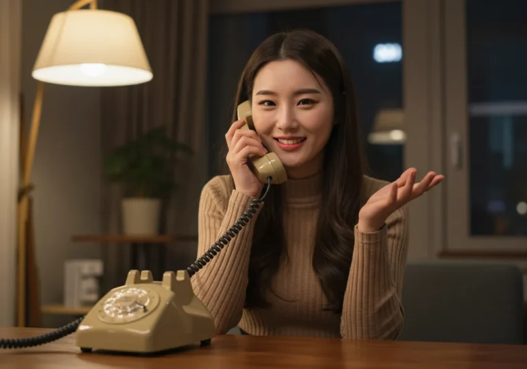 가능동 출장마사지를 전화로 예약하며 안내를 받는 한국 고객의 화면 장면입니다.