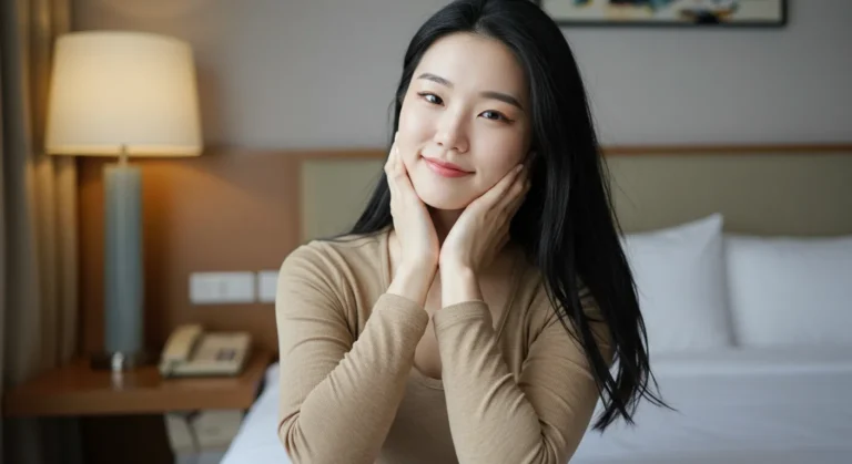 가산동 출장마사지 이용 후 만족한 여성 고객 모습