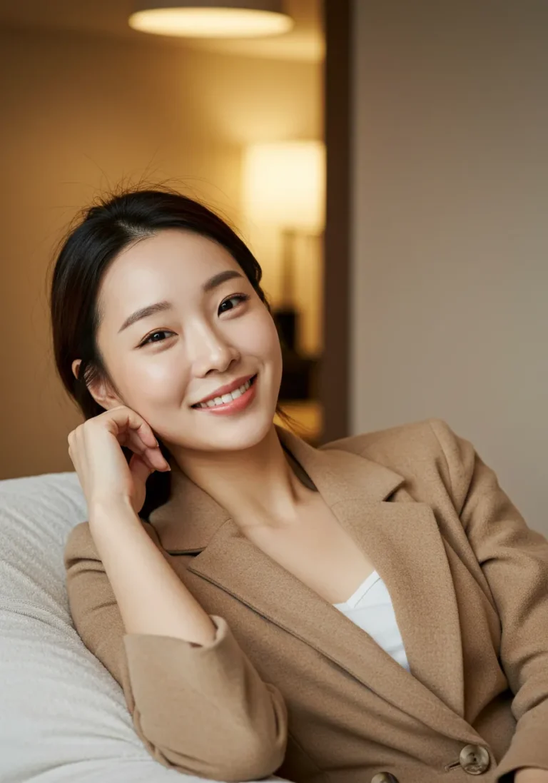 강서구 출장마사지 후 미소 짓는 여성 고객