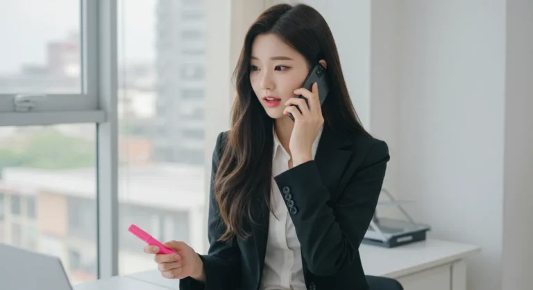 경기도 출장마사지 예약을 위해 전화 상담을 진행하는 고객의 이미지로 예약 과정의 편리성을 보여줍니다.