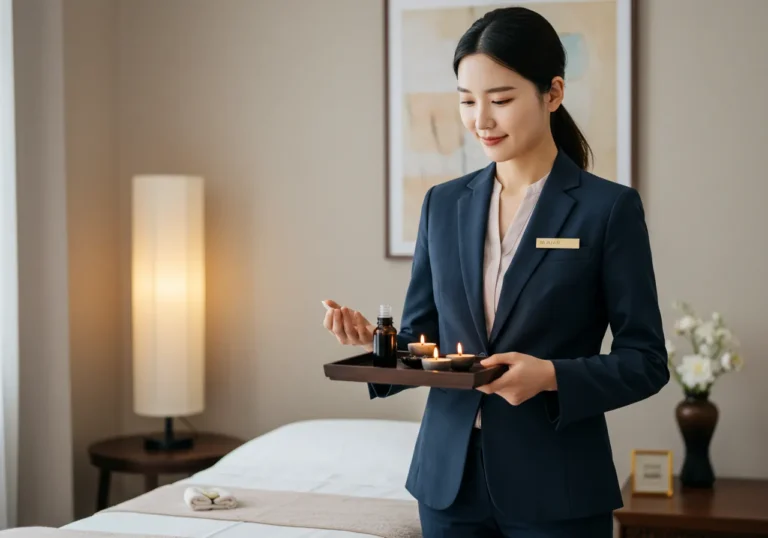 서비스 장면 사진: 도내동 출장마사지 관리사가 어깨·등 중심 수기 케어를 제공하는 모습입니다