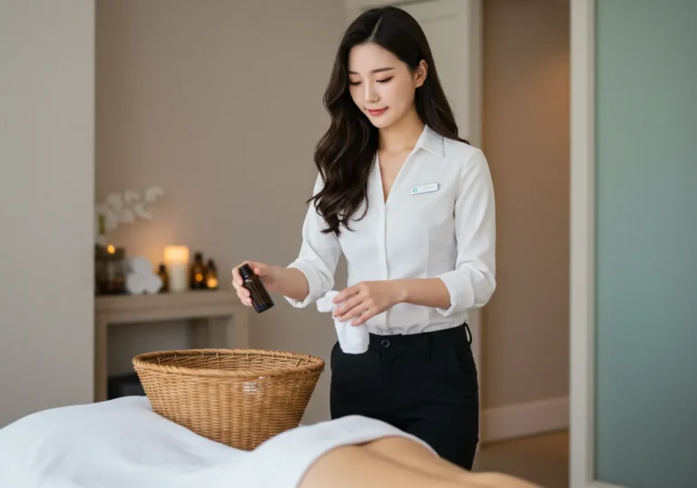 독산동 출장마사지 진행 장면과 표준 드레이핑 — 위생 준비 절차 포함