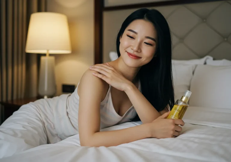 동대문구 출장마사지 이용 후 만족한 여성 고객 모습 — 조용한 실내