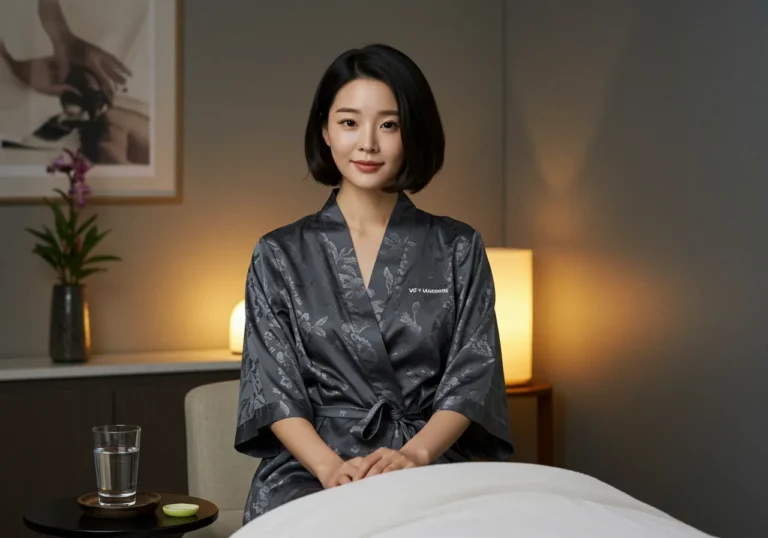 망원동 출장마사지 진행 사진—표준 드레이핑과 손 위생 확인, 장비 소독 절차를 보여주는 장면.