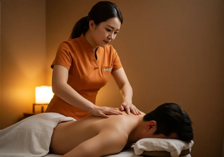 목감동 타이마사지 전문 한국 여성 관리사가 근무자 맞춤 마사지 테크닉을 적용하는 모습