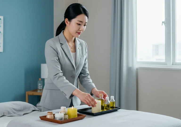 방학동 출장마사지 진행 장면과 표준 드레이핑 — 위생 준비 절차 포함