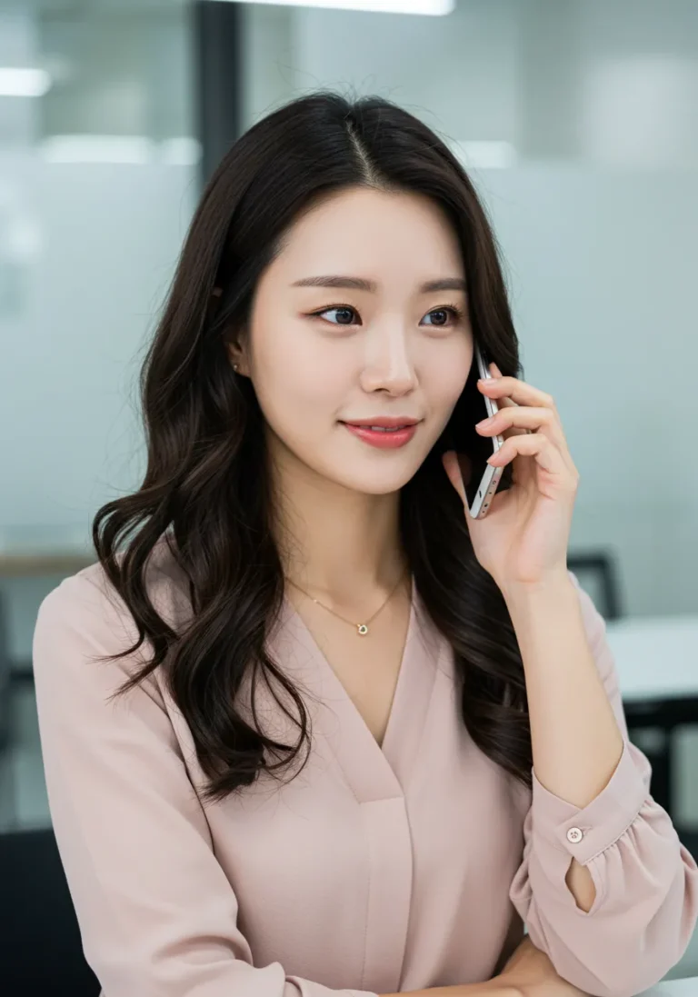 방화동 출장마사지 전화 예약 중인 여성 고객