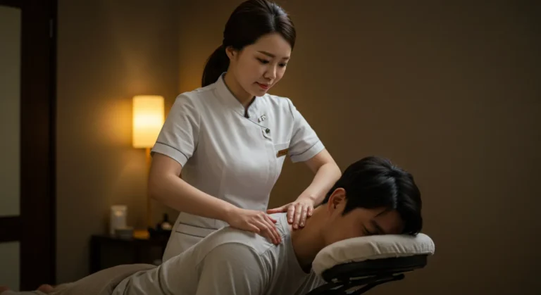 봉담 홈타이 이용 후 만족하는 한국 여성이 시장에서 장보며 활기찬 모습