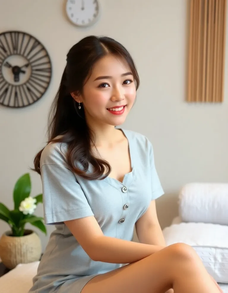 불광동 출장마사지 후 만족한 미소를 짓는 여성 고객