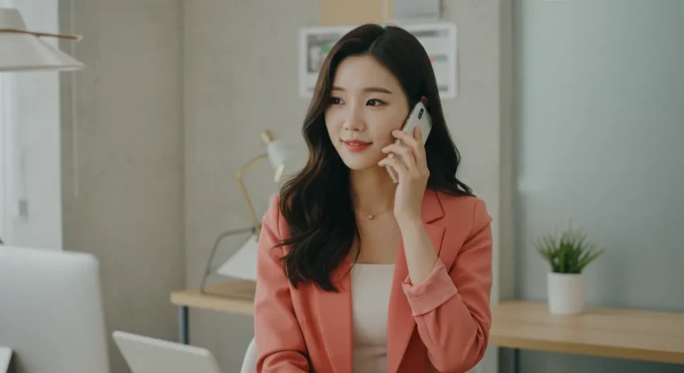 비봉 출장마사지를 전화로 예약하는 한국 사람이 농가주택 마당에서 자연속에서 예약하는 모습
