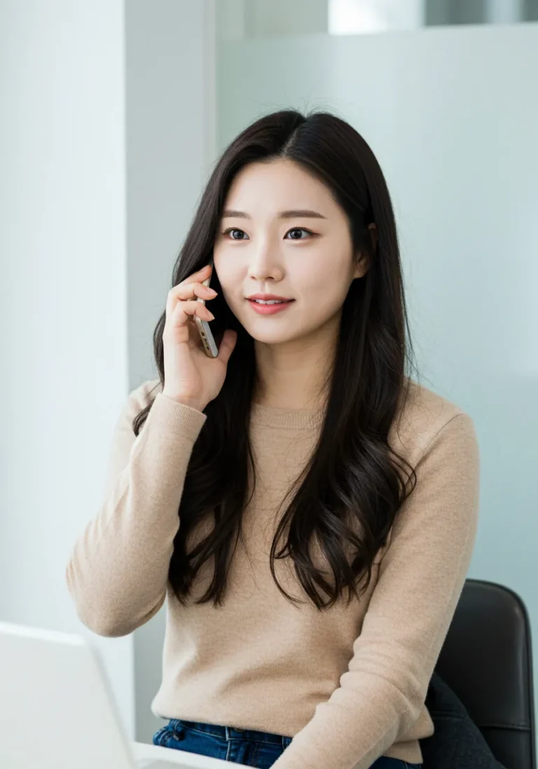 삼양동 출장마사지 전화 예약 중인 여성 고객