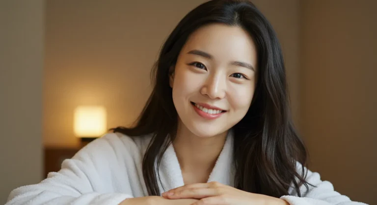 새솔동 홈타이 이용 후 만족하는 한국 여성이 새집에서 가족과 행복한 시간보내는 모습