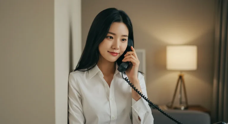 새솔동 출장마사지를 전화로 예약하는 한국 사람이 스마트홈에서 앱으로 간편예약하는 모습