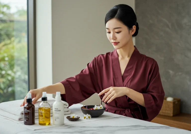 시연 사진으로 생연동 출장마사지를 진행하는 관리사가 위생과 동선 절차를 설명하는 현장 장면입니다.