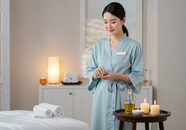 서대문구 출장마사지 진행 장면—표준 드레이핑과 손 위생·장비 소독 절차를 준수하는 모습.