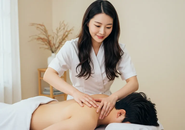 서둔동 출장안마 모찌바디 최고급 인증을 받은 한국 마사지 관리사가 전문 기법으로 케어하는 모습으로 서정리역 일대 VIP 고객들을 위한 최상급 홈케어 서비스 장면