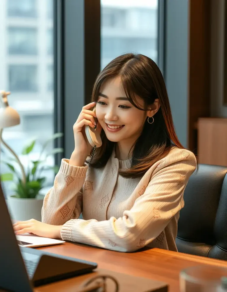 서울 중구 출장마사지 전화 예약 중인 여성 고객