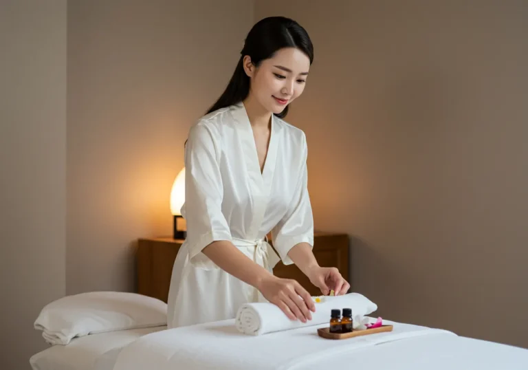 성수동 출장마사지 진행 사진—표준 드레이핑·장비 소독 준수, 영동대교 북단