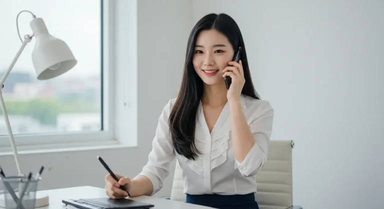 송탄 타이마사지 상권 야간 업무 후 예약을 상담하는 사업자