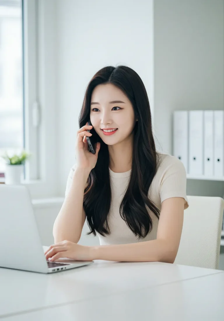 수유동 출장마사지 전화 예약 중인 여성 고객