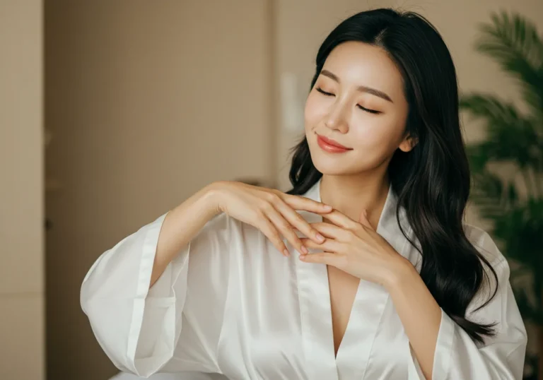 아현동 출장마사지 후기 썸네일—관리 후 편안해진 고객 표정과 간단 만족 코멘트를 담은 이미지.