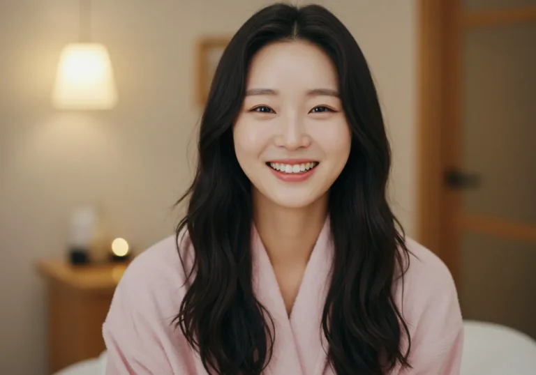 안녕동 홈타이 이용 후 만족하는 한국 여성이 건강해진 모습으로 운동하는 장면