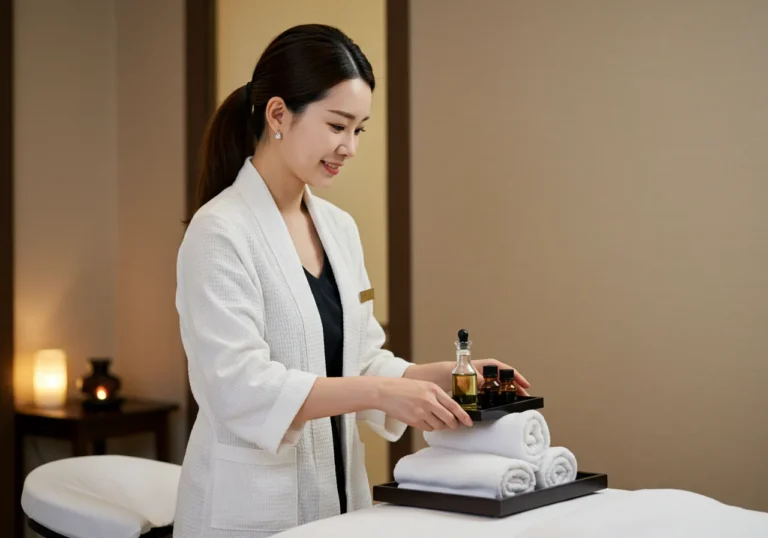 서비스 안내 썸네일로, 보문로 이동축 기준 안암동 출장마사지 손·압 시연 장면입니다.