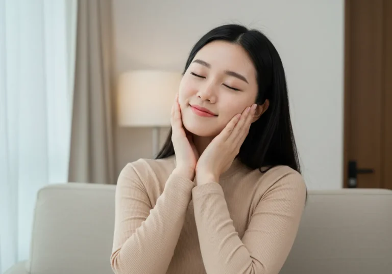 연남동 출장마사지 후기 이미지—케어 후 편안한 표정과 사후 스트레칭 권장 사항을 담은 사진.