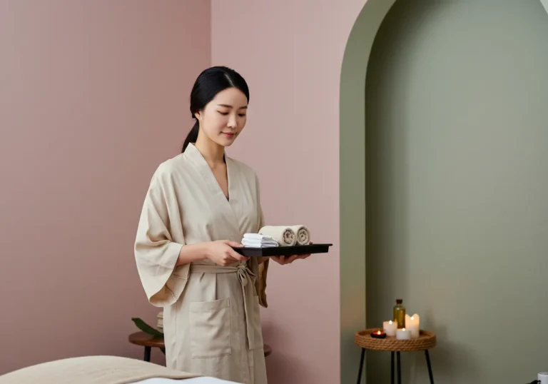 연희동 출장마사지 진행 장면—표준 드레이핑·손 위생·장비 소독 절차 준수, 신촌역 기준