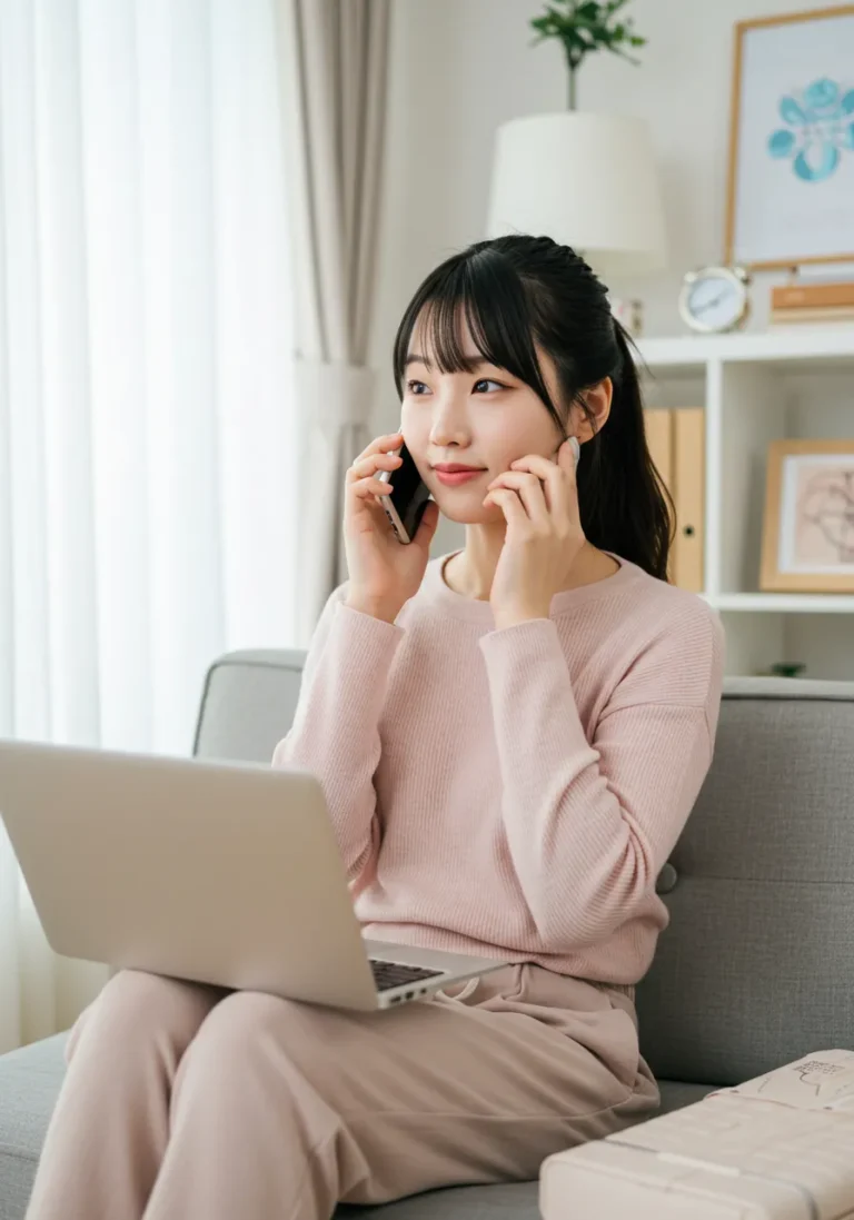 염창동 출장마사지 전화 예약 중인 여성 고객