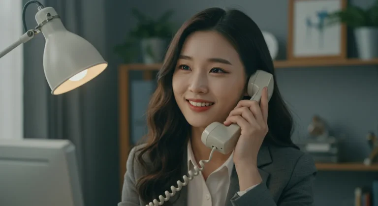 영천동 출장마사지를 전화로 예약하는 한국 사람이 퇴근길 지하철에서 예약확정받는 모습