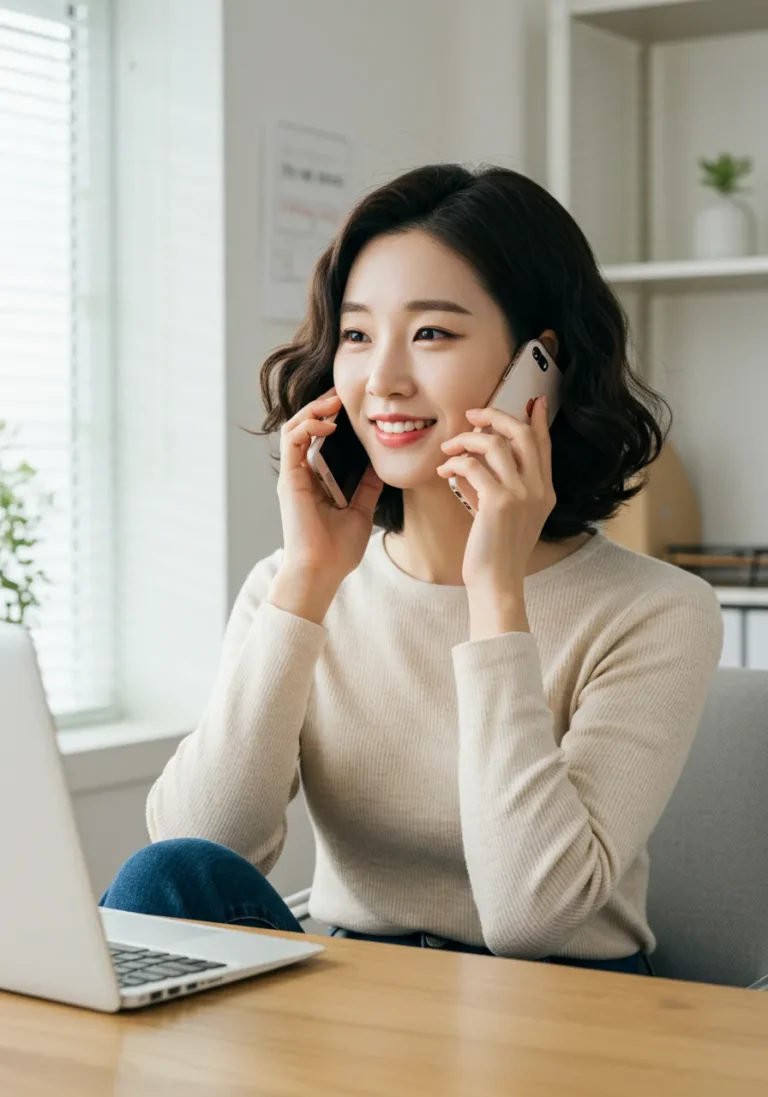 우이동 출장마사지 전화 예약 중인 여성 고객