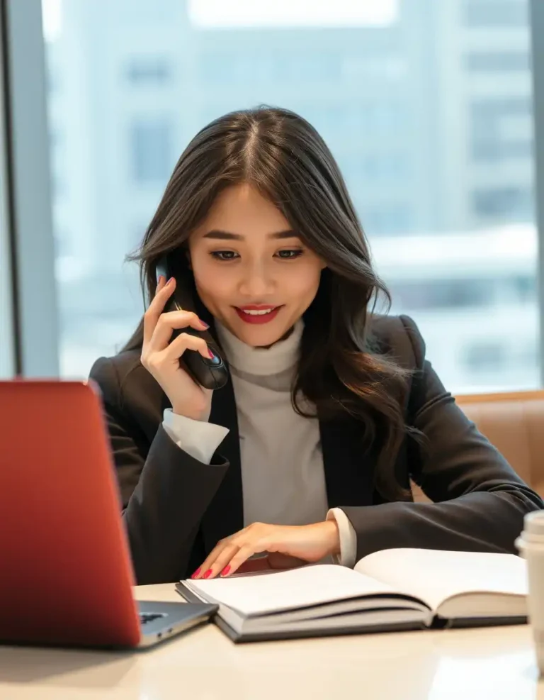 서울 을지로 출장마사지 전화 예약 중인 여성 고객