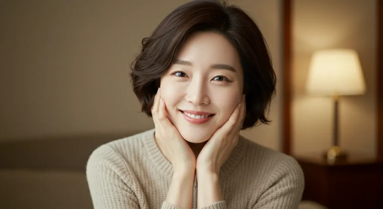 의정부 출장마사지 후 만족스러운 표정을 짓는 한국 여성이 서비스 경험을 나타내는 장면입니다.