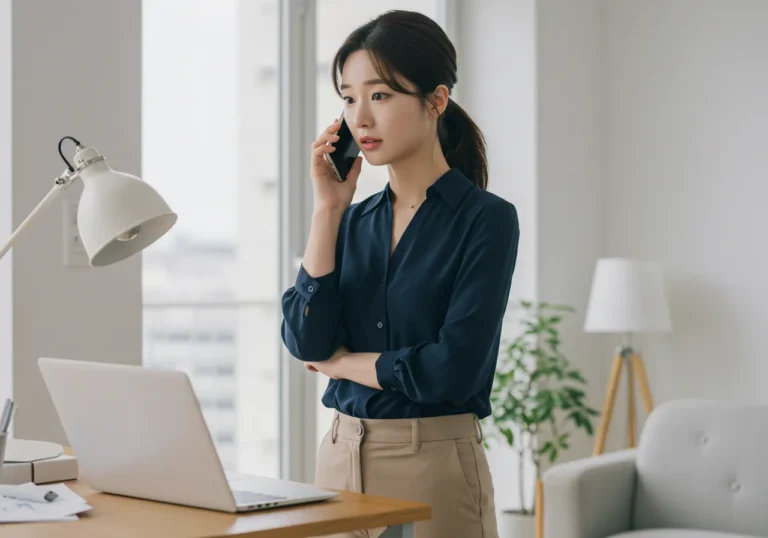 의정부 출장마사지를 전화로 예약하고 있는 한국인이 간단 절차를 안내받는 예약 화면입니다.