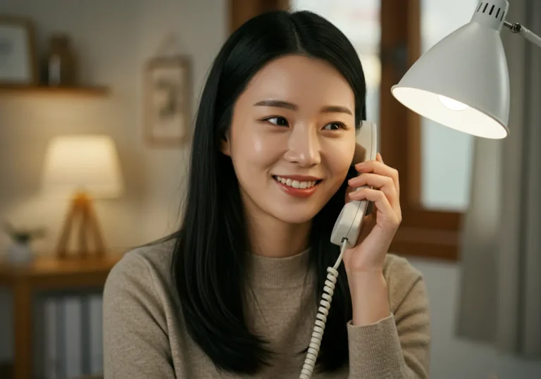 이의동 타이마사지 모찌바디 조용한 예약 상담 시스템으로 전화로 예약하는 한국 사람의 차분한 예약 과정으로 성대역 평온지역 고객들을 위한 정숙한 예약 서비스 이용 모습