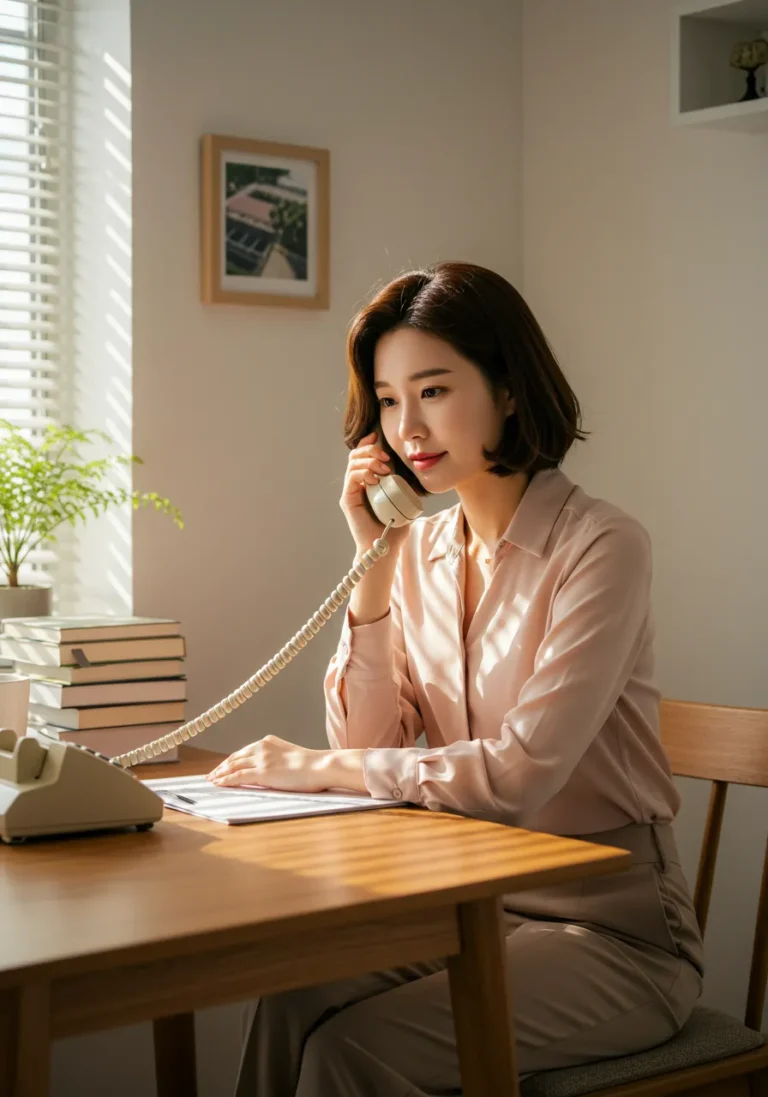 중화동 출장마사지 전화 예약 중인 여성 고객