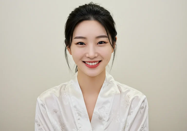 진안동 홈타이 이용 후 만족하는 한국 여성이 밝게 미소짓는 모습