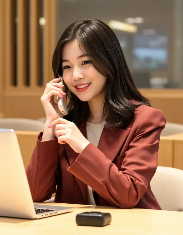 창신동 출장마사지 전화 예약 중인 여성 고객