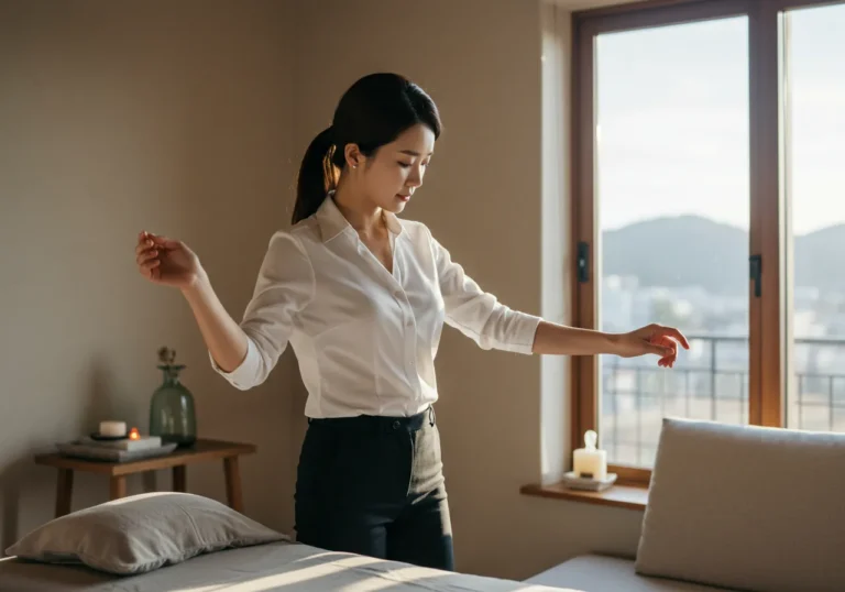 서비스 장면 사진: 토당동 출장마사지 관리사가 어깨·등 중심 수기 케어를 표준으로 제공합니다