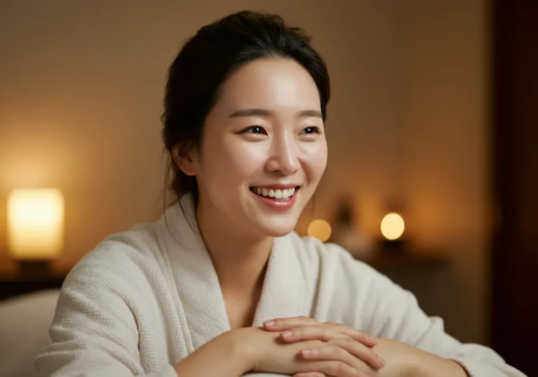 퇴촌면 홈타이 서비스로 산간 휴양 피로가 해소된 30대 한국 남성의 편안한 표정