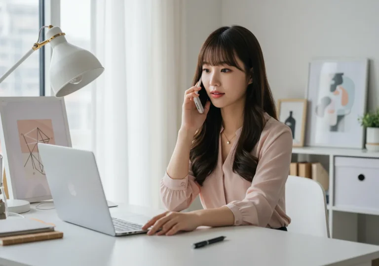 퇴촌면 출장마사지를 온라인으로 예약하는 한국인의 편리한 예약 시스템 이용 모습