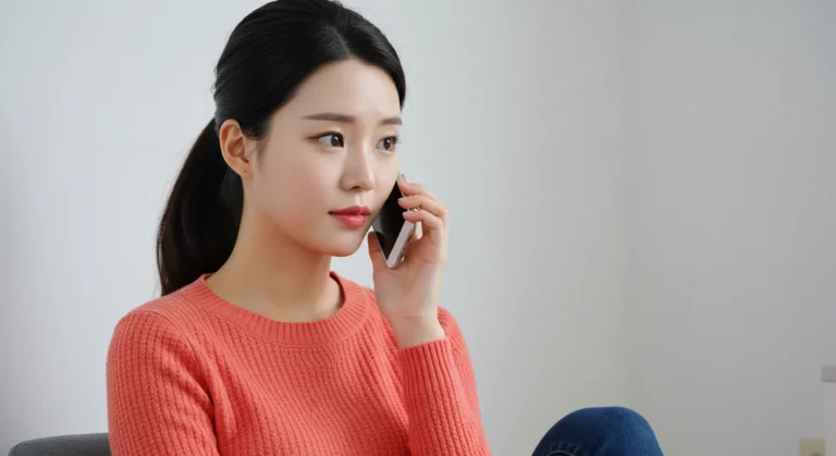 팔탄 출장마사지를 전화로 예약하는 한국 사람이 농협창고에서 출하준비하며 예약하는 모습
