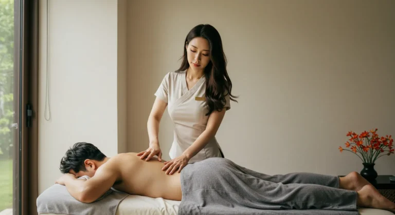 포천 출장안마 시내에서 서비스를 이용한 후 만족스러운 표정의 한국 여성 고객 모습입니다.