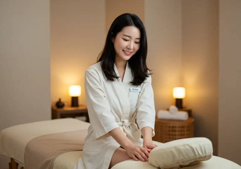 흑석동 출장마사지 진행 사진—표준 드레이핑과 손위생·소독 등 기본 위생 절차를 보여줍니다.