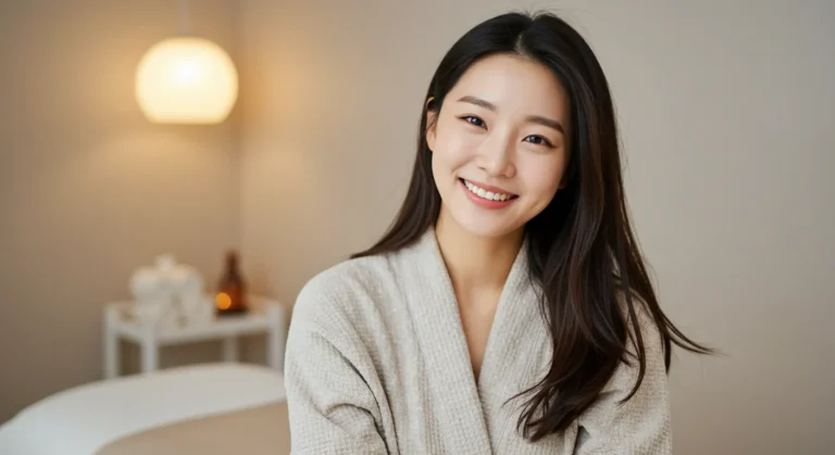 가정동 타이마사지 모찌바디 이용 후 아파트 편의시설과 현대적 생활 스트레스가 완전히 해소된 직장맘의 환한 미소
