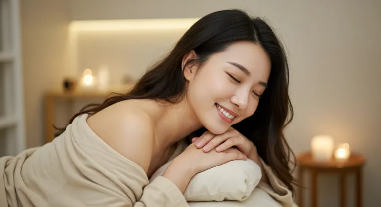 검암동 출장안마 모찌바디 이용 후 장거리 비행과 공항 근무로 지친 몸이 완전히 회복된 승무원 한국여성의 시원한 표정