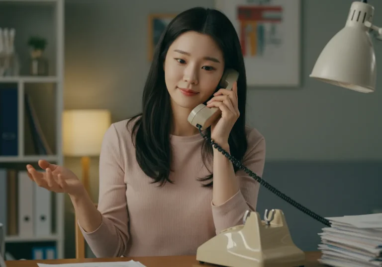 김해 타이마사지 모찌바디 승무원 맞춤 예약을 위해 항공 유니폼 차림으로 스마트폰에 전화하는 한국 항공업 종사자의 급한 통화 장면