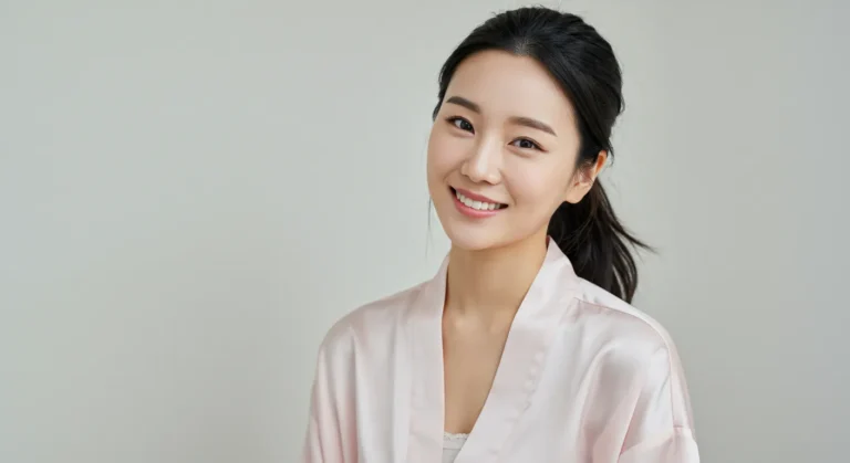 단원구 출장안마 경험 후 시화호가 보이는 아파트 베란다에서 시원한 바닷바람을 느끼며 휴식하는 40대 한국 여성의 상쾌한 표정
