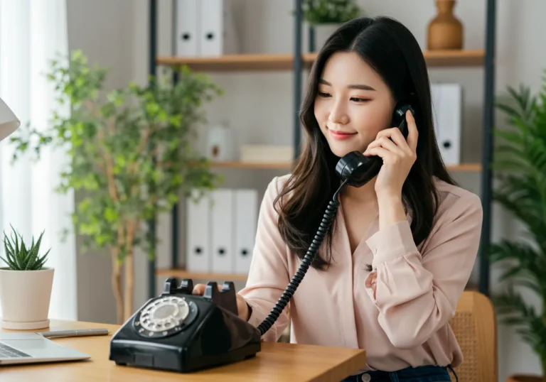 대덕면 출장마사지 전화 예약하는 60대 한국 남성이 사랑방에서 모찌바디 상담원과 정겹게 대화하며 어르신 맞춤 프로그램을 상담받는 따뜻한 장면